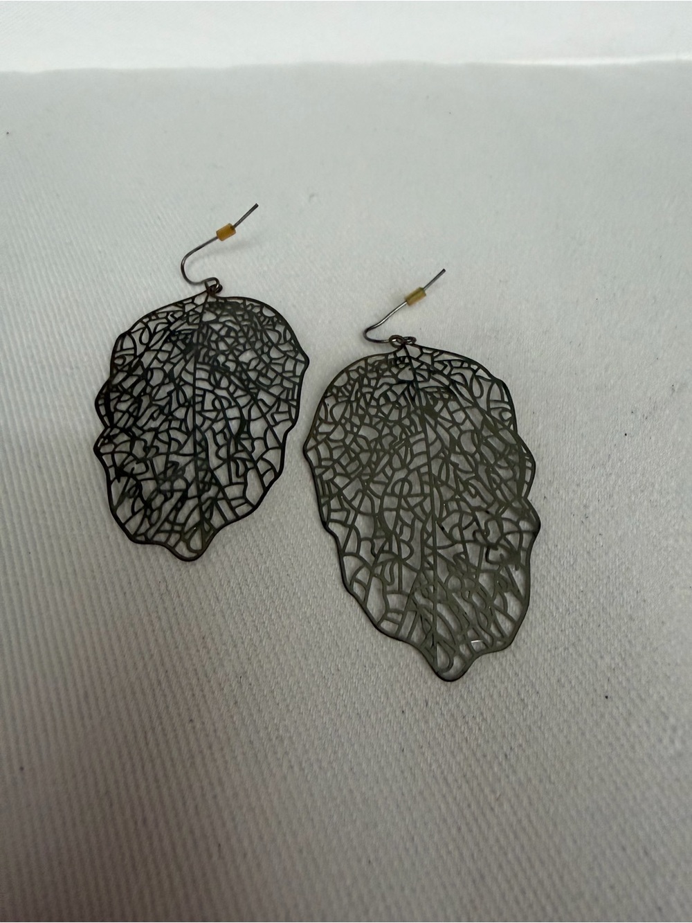 Intricate Black Filigree Leaf Drop Earrings